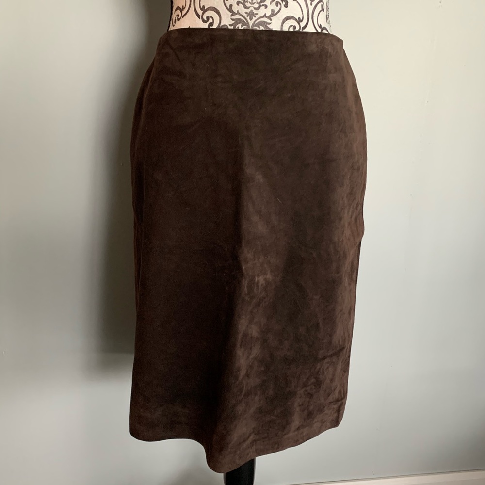 Gap Brown Genuine Suede Lined A-Line Skirt (NWT)